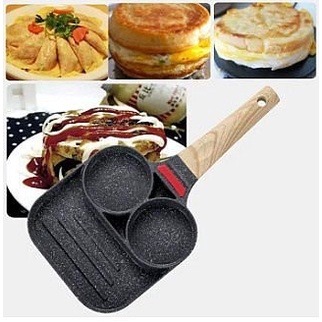 {HMN17} Frying Pan 3 Hole Teflon 3 Lubang Smart Breakfast Pan Wajan Panci