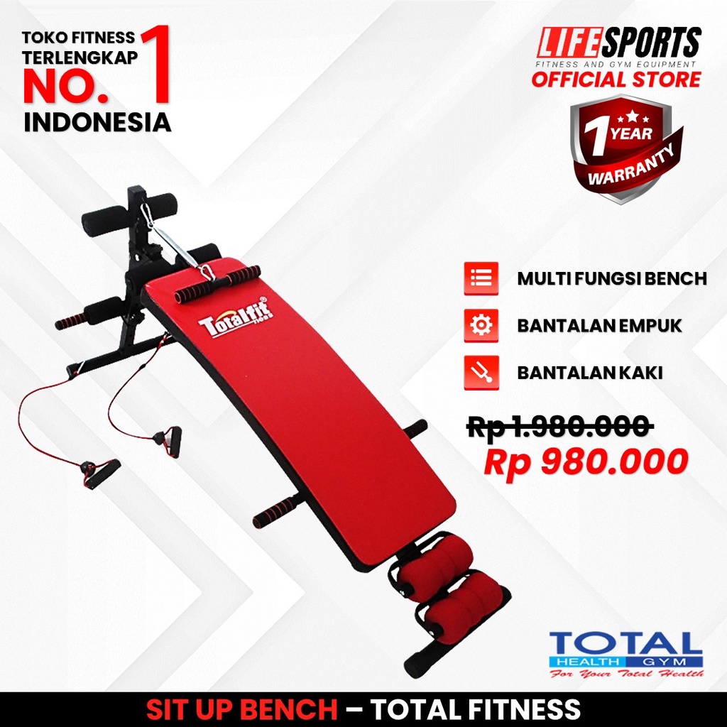 TOTAL HEALTH GYM - New Alat Olahraga Fitness Sit Up Bench Total Penghancur Lemak Total  - Papan Fitn