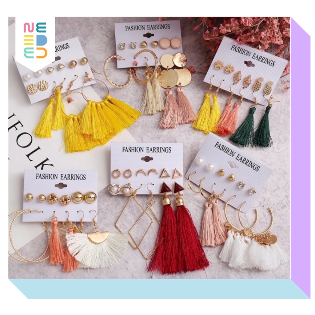 NEEDED.ID JKT | Cleo Set / Anting Korea Aesthetic Warna Warni