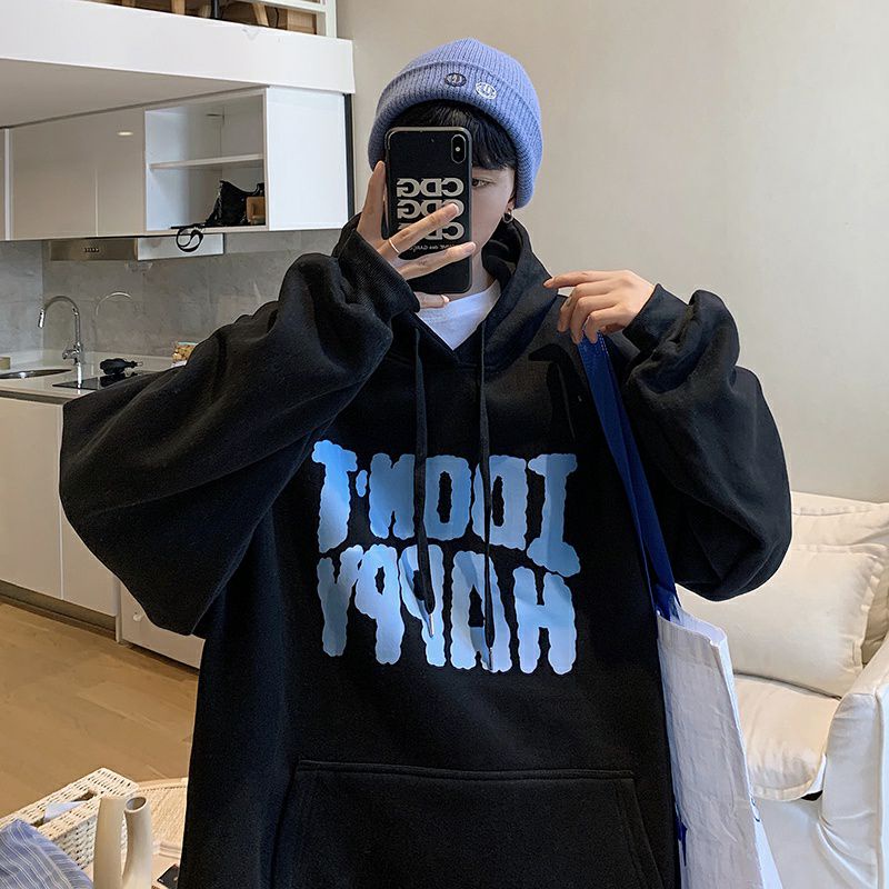 Hoodie Jumper BIG SIZE (S - 6XL) Korean Style I DON'T HAPPY Urban Style Jaket Harajuku Oversize Unisex Sweater