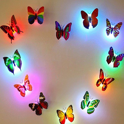 [5 PCS] LED STICKER KUPU KUPU STIKER DINDING LED BUTTERFLY DEKORASI LAMPU KAMAR SOUVENIR