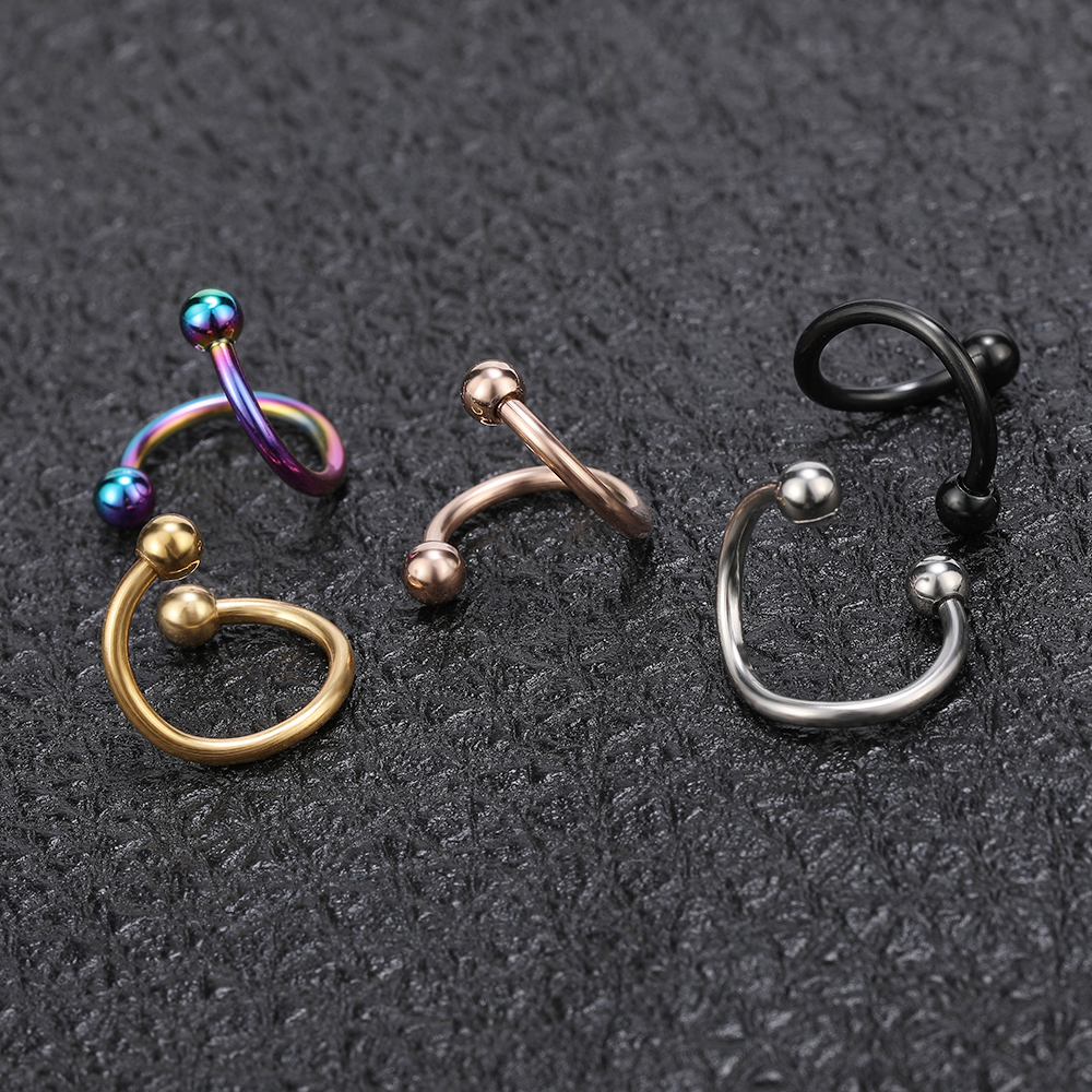 Anting Tindik Hidung / Bibir / Tulang Rawan Telinga Bentuk Bulat Bahan Stainless Steel