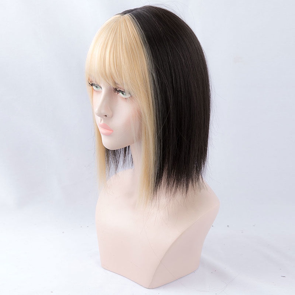 aaoottuuoo5.id Cod   1pcs Korean Golden Wig Piece Dyed Invisible Bangs High Temperature Wire Hair Extension Piece Accessories