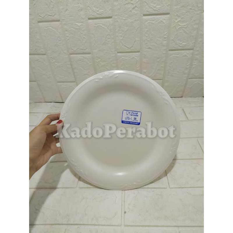 Piring Putih Klasik Onyx - Piring Melamin Motif - Piring Melamin putih