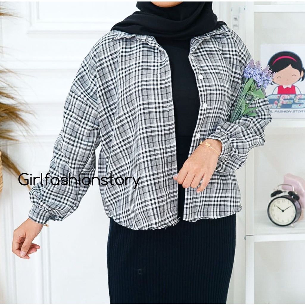 GFS OVERSIZE TARTAN SEMIWOLL SHIRT