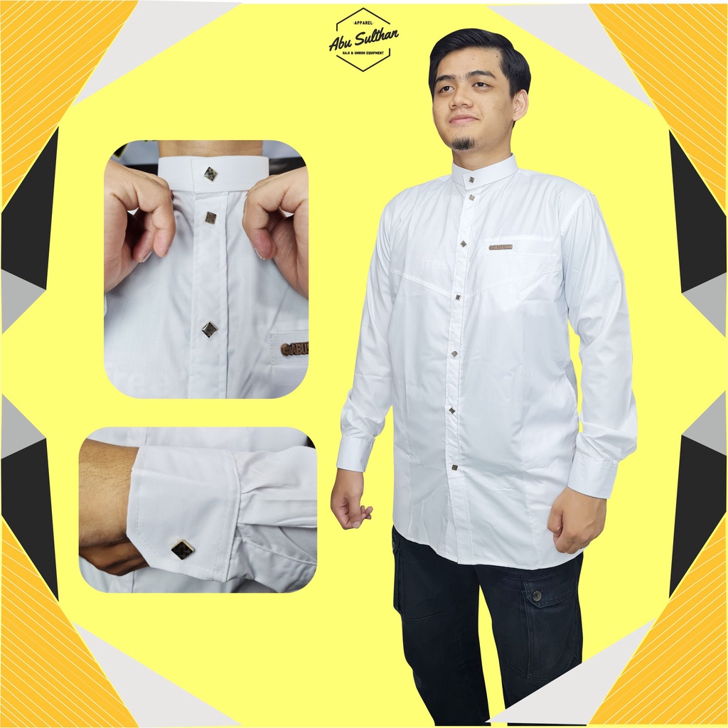 Baju Koko Putih Abu Sulthan Ihrom Ihram Baju Koko Habaib Putih Polos Lengan Panjang Baju Koko Haibah Pernikahan weding