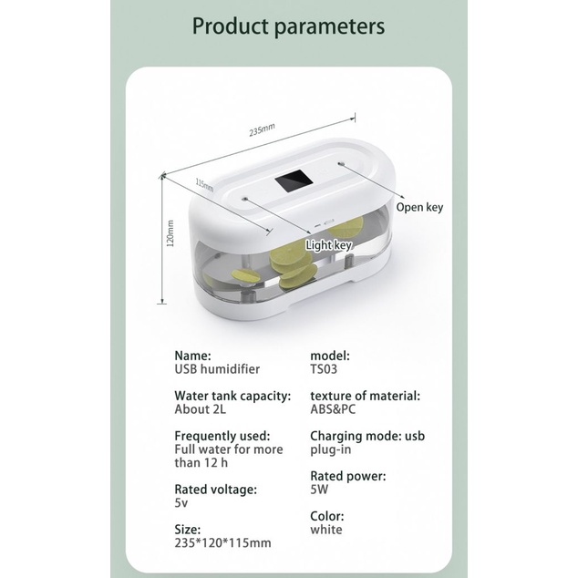 Humidifier Pelembab Udara Aromaterapi Kapasitas Besar Dengan Port Usb