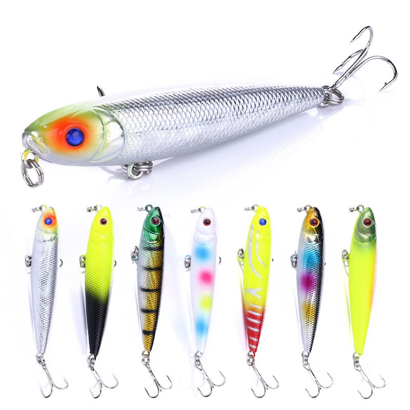 HENGJIA 7pcs 8cm/8.5g Pencil Minnow Umpan Pancing Swimbait Fishing Lure Ikan Bass Bait Kai Tackle