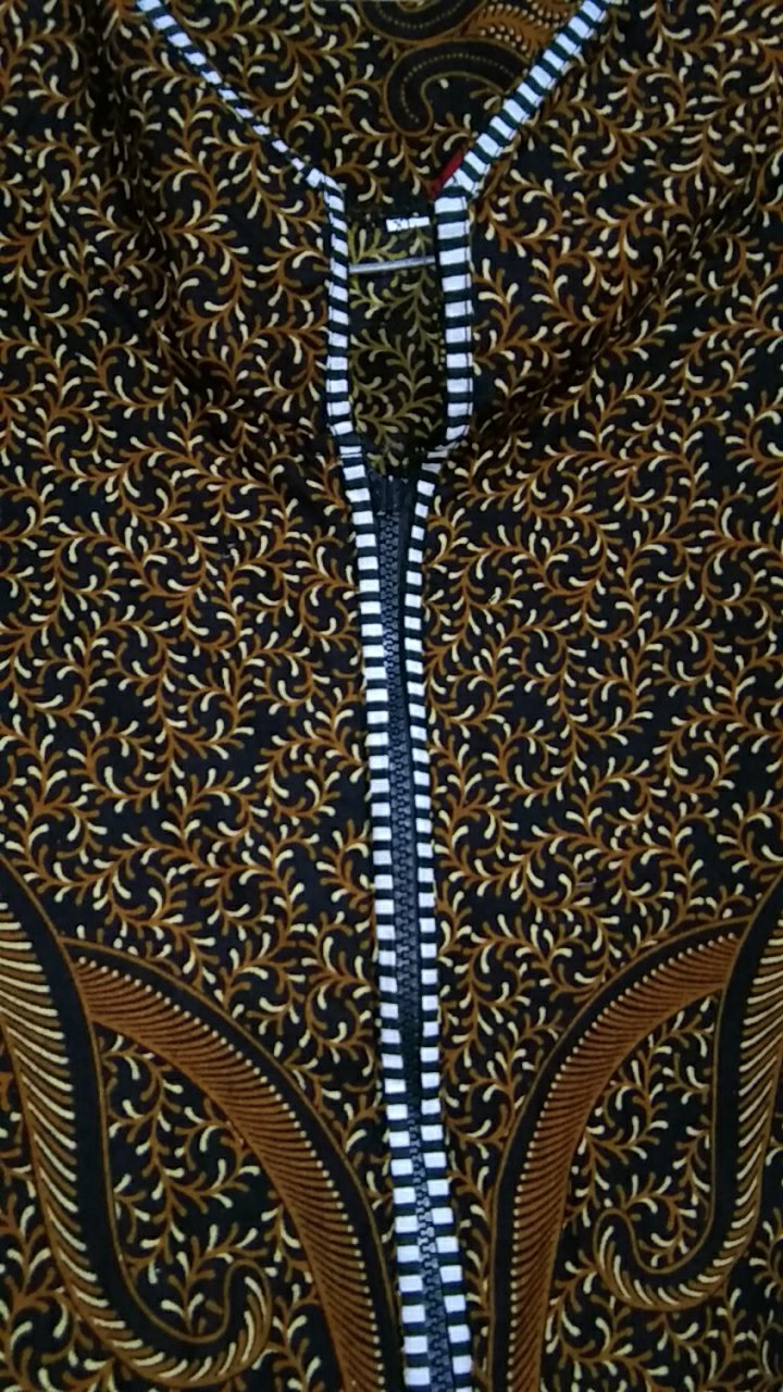 Tunik Batik Lawasan Zipper Depan, Fashion Wanita, Tunik Kekinian, Classic, Jadul, Coklat,kekinian