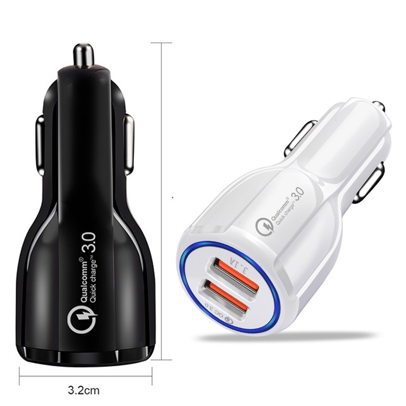 2 Port Charger Mobil Fast Charging Tahan Lama QC3.0 3.1A