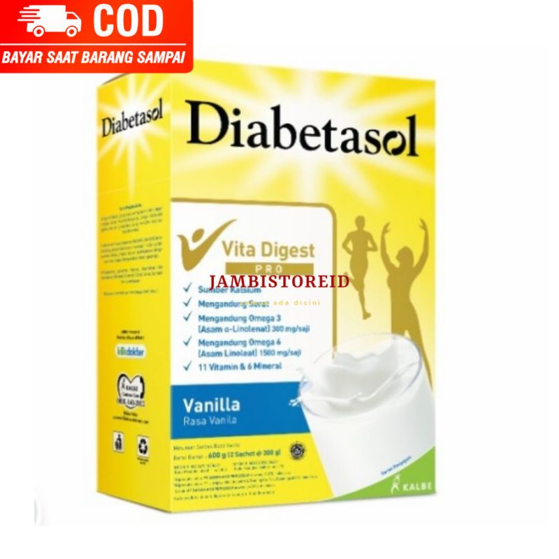 

(JAMBISTOREID) JAMBI LANGSUNG KIRIM Susu Diabetasol Vanilla Coklat Cappucino 600gram Susu Formula Diabetes Vita Digest Jambi