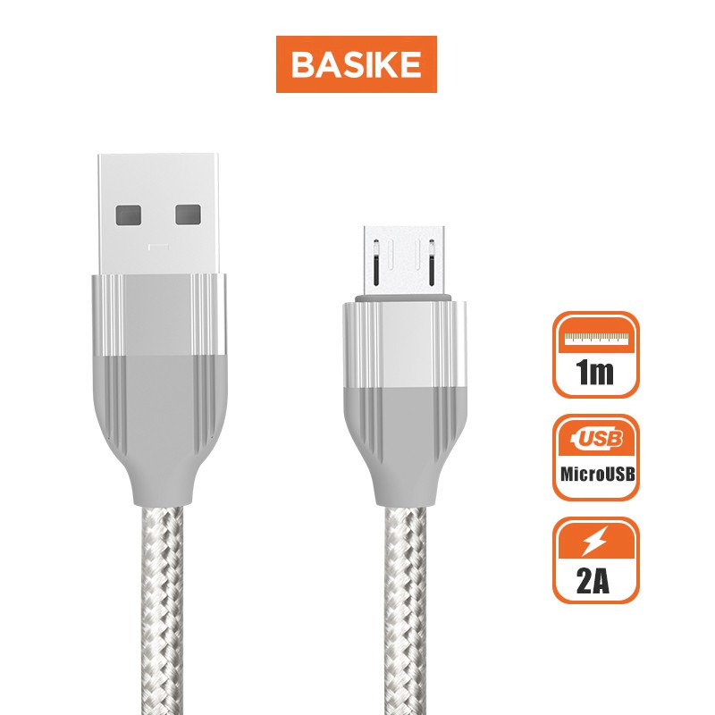 BASIKE Kabel Data Fast charging Micro USB cable for Android phone Tangle-free Docking Nylon 100CM xiaomi Samsung Oppo Vivo hp murah Realme Redmi infinix Ipad Gadgets-8