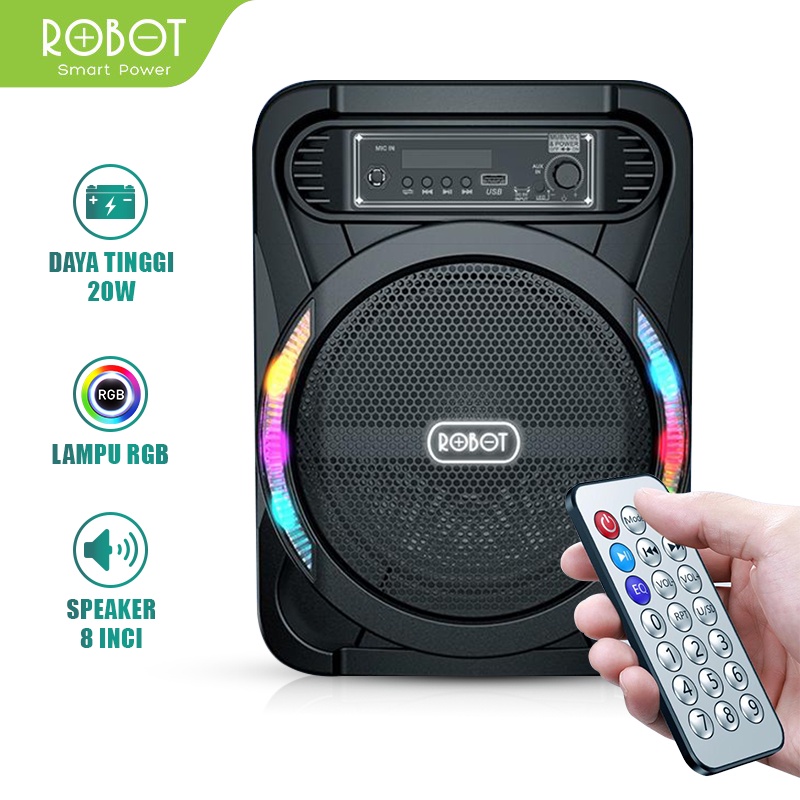 ROBOT Speaker Wireless + Mic Speaker Full Bass RB450 Audio Bass Wireless Speaker Karoke Party Origin