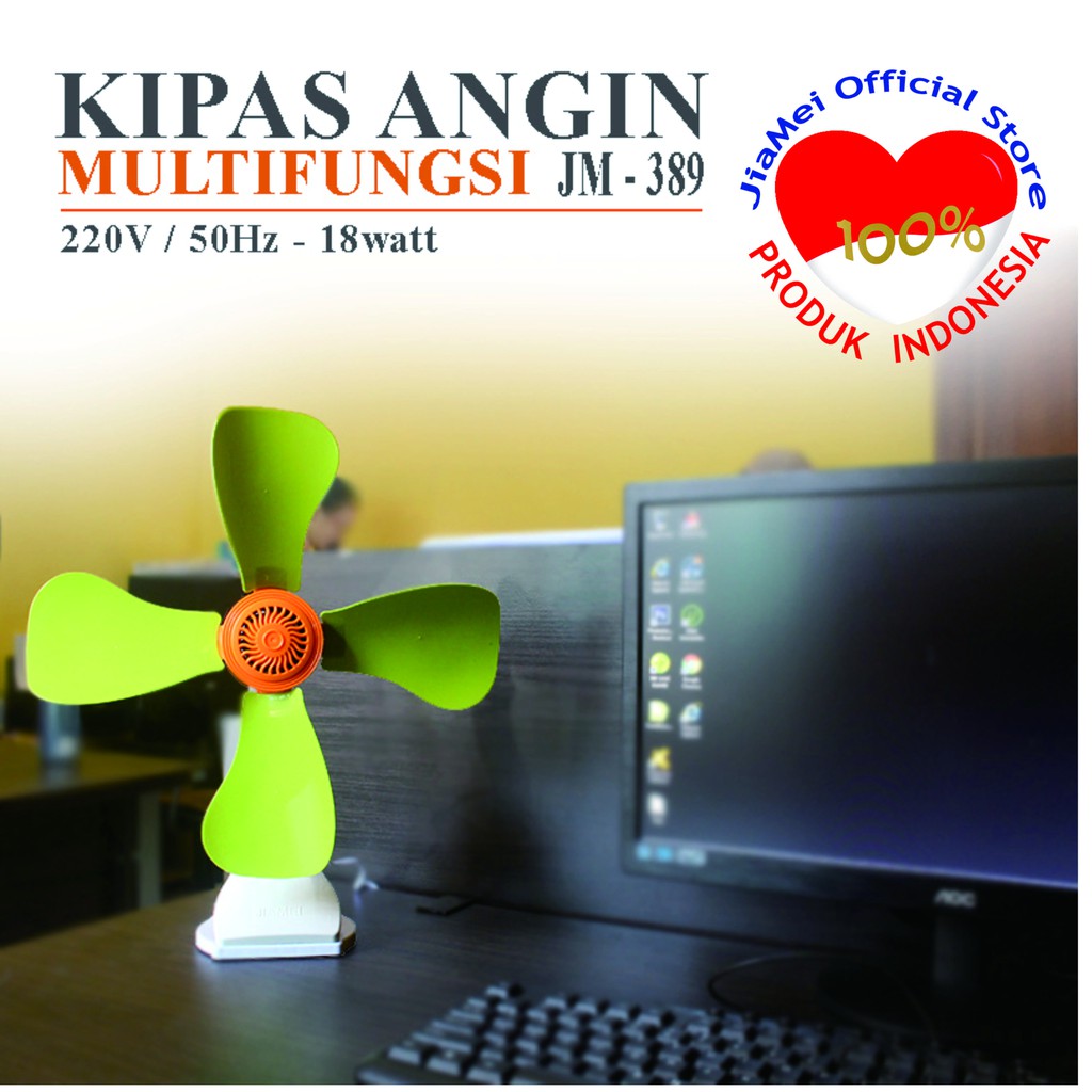 KIPAS ANGIN JEPIT / PORTABLE / MINI FAN JEPIT 18WATT JM-389 JIAMEI