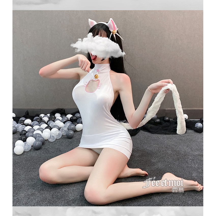 LI-66 HQ japan lingerie cat nekomimi set baju tidur wanita renda sexy seksi