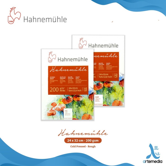 

Hahnemuhle 200 24x32cm Watercolor Block Kertas Cat Air