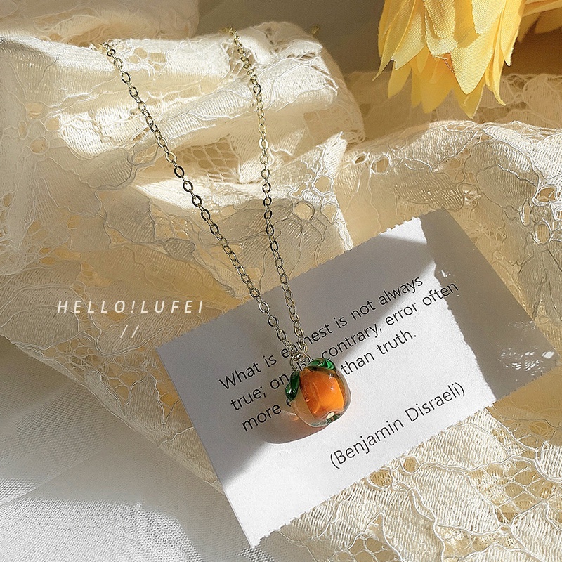 Persimmon pendant necklace girl ins tide light luxury niche design sense personality clavicle chain for women