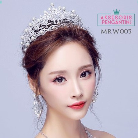 [READY STOCK] MAHKOTA PENGANTIN CRYSTAL AKSESORIS WEDDING CROWN MUTIARA MRW003