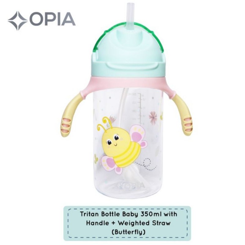 OPIA Tritan Bottle Baby Handle &amp; Weighted 350ml - Penguin / Butterfly / Seal / Whale Botol Minum Anak 350 ml