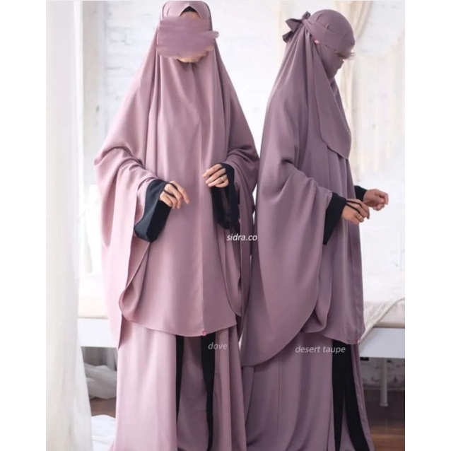 (SIZE L) NEW Gamis Set Huur warna Dove - Sidra.co