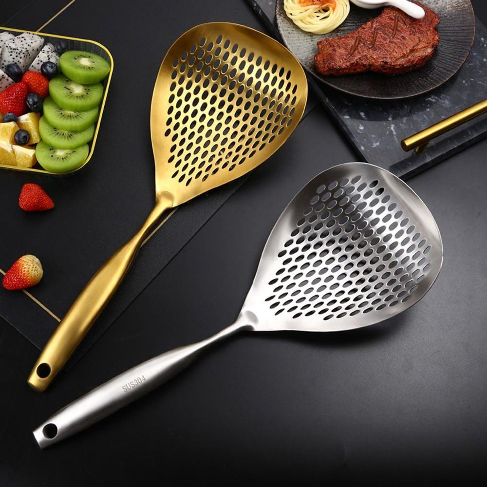 【 ELEGANT 】 Skimmer Slotted Ladle Fat Oil Skim French Fries Alat Dapur Saringan Minyak Mie Saringan Sendok Masak