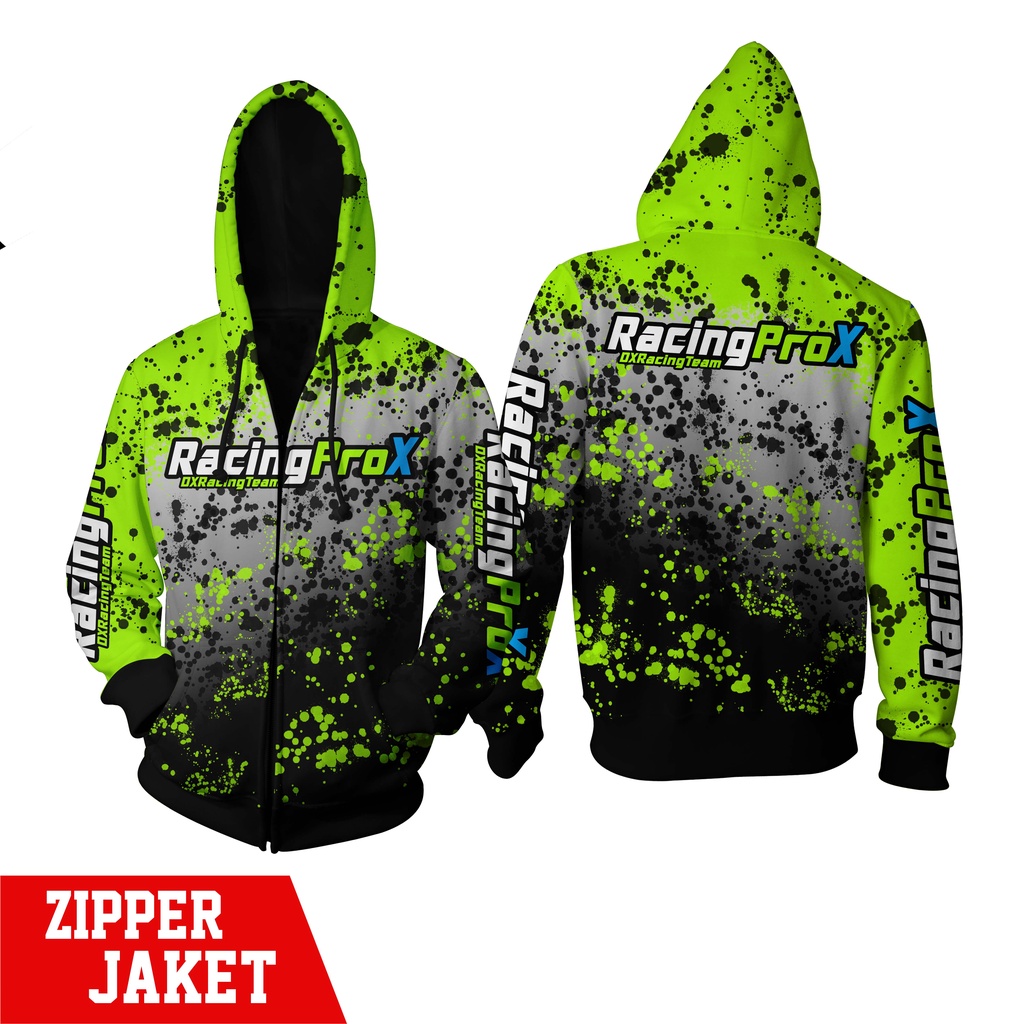 JAKET RACING ZIPPER PROX FOUR GREEN FULLPRINT