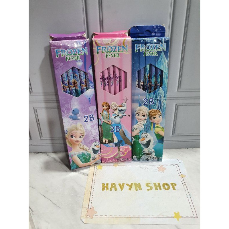 (12pc) pencil 2B kayu fancy/pensil karakter/pensil kayu murah/pensil fancy/pencil-Frozen