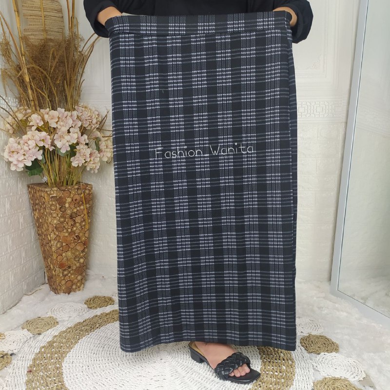 (FASHION_WANITA)ROK SPAN PANJANG MOTIF KOTAK-KOTAK JUMBO/ROK SPAN KOREAN STYLE BIG SIZE/PLUS SIZE