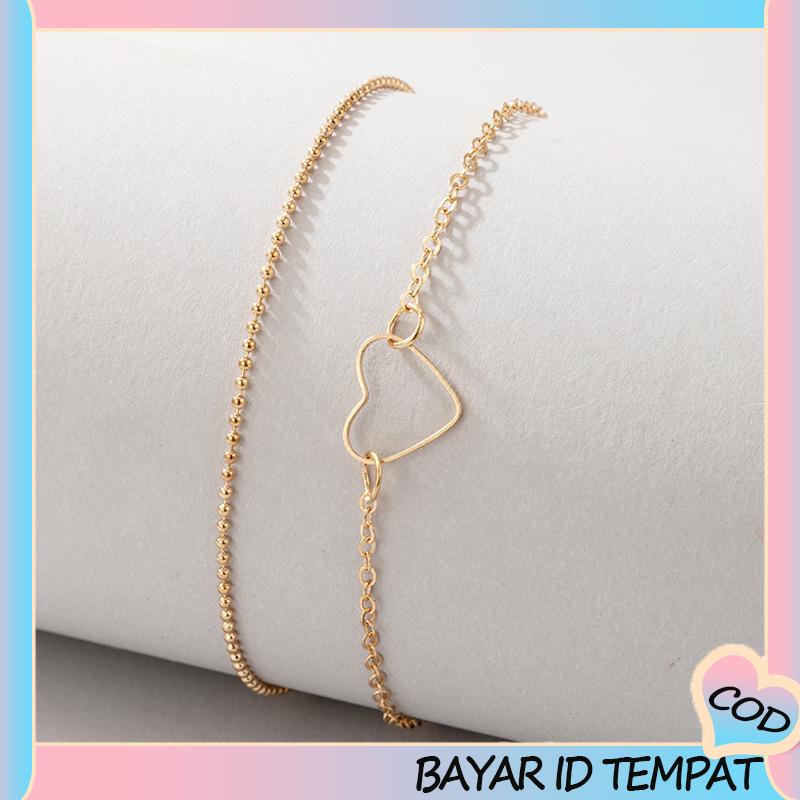 COD❤️ Sederhana Hadiah Ulang Tahun Gelang Berbentuk Hati Untuk Wanita Aksesoris-A.one