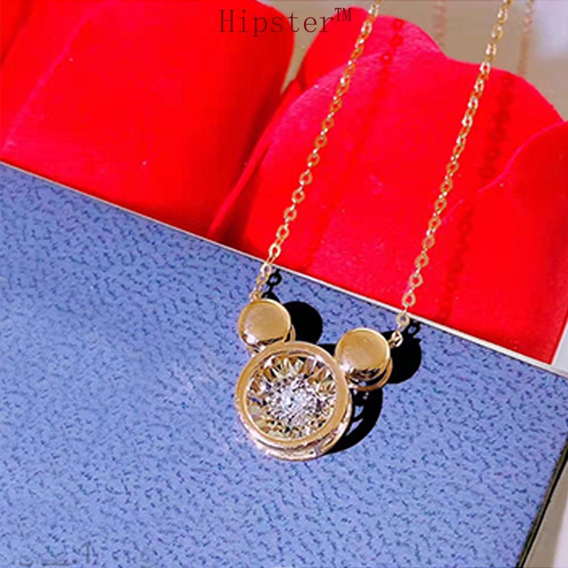 Hot Sale Fashion Creative Design Personalized Diamond Cute Mouse Pendant Necklace