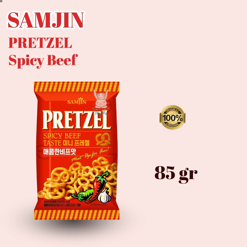 

SAMJIN PRETZEL SPICY BEEF TASTE / RASA DAGING PEDAS 85 GR