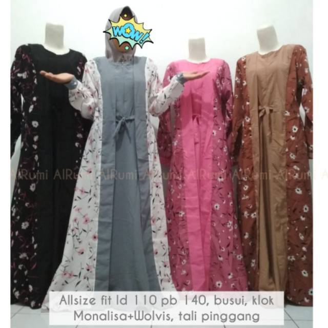 PP Gamis Menyusui Monalisa Wolvis polos gracia Sabyan syar'i