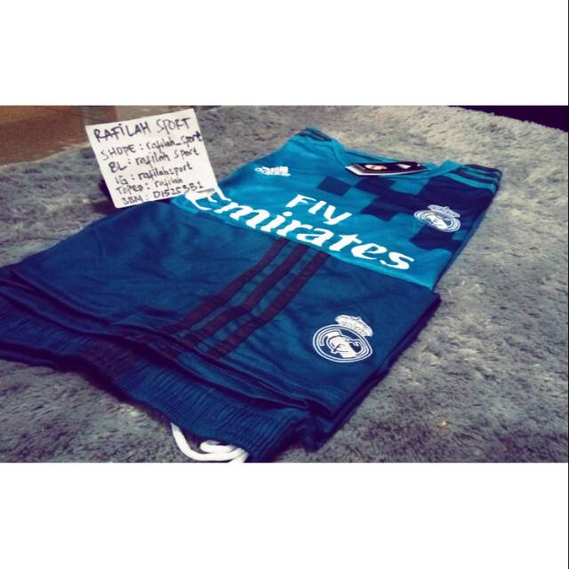 PROMO JERSEY REAL MADRID 3RD (THIRD) 2017/2018 1 SET (BELI BAJU BONUS CELANA)