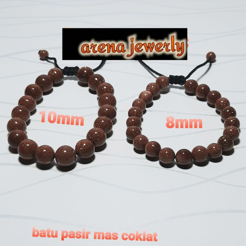 Gelang batu pasir emas coklat Gelang batu alami Gelang batu natural Gelang pria wanita gelang batu