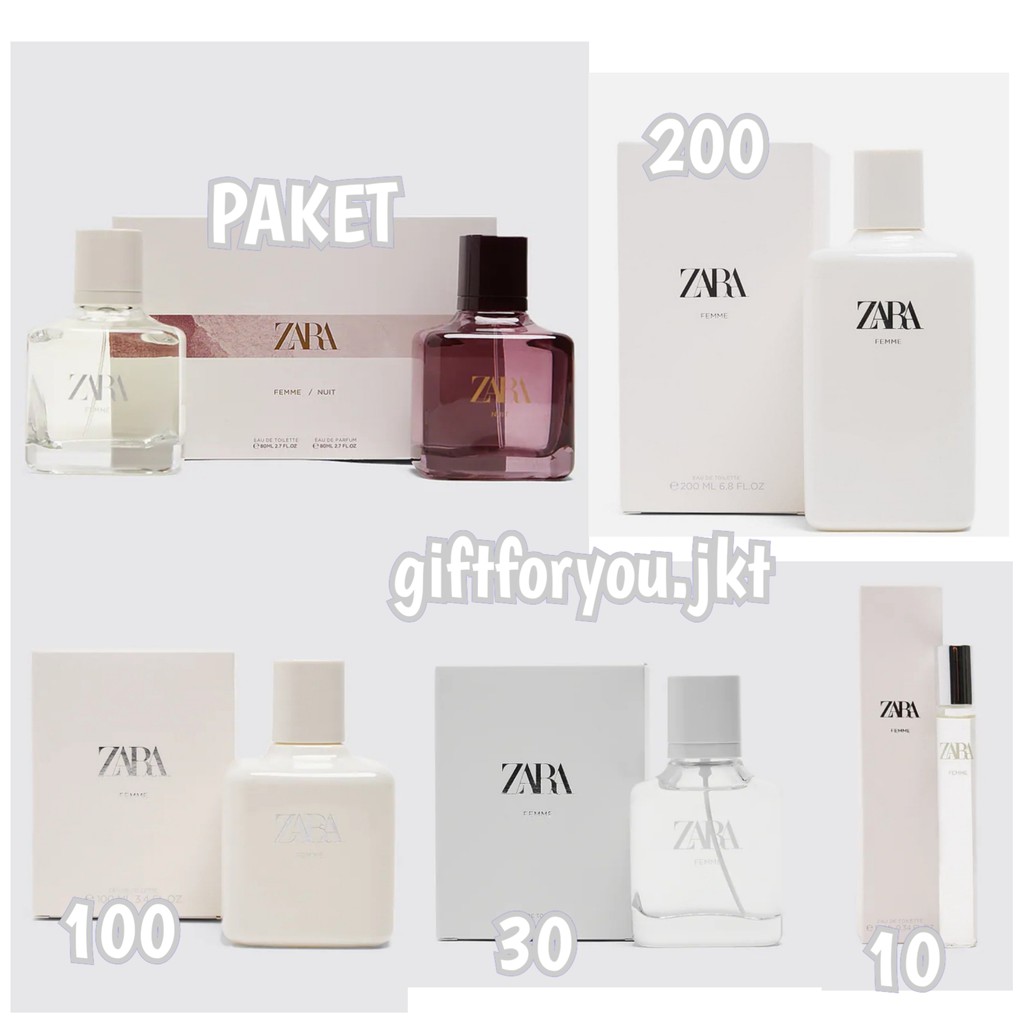 Zara Femme 10 30 100 200 ml Parfum EDT Wanita Original Eau De Toilette