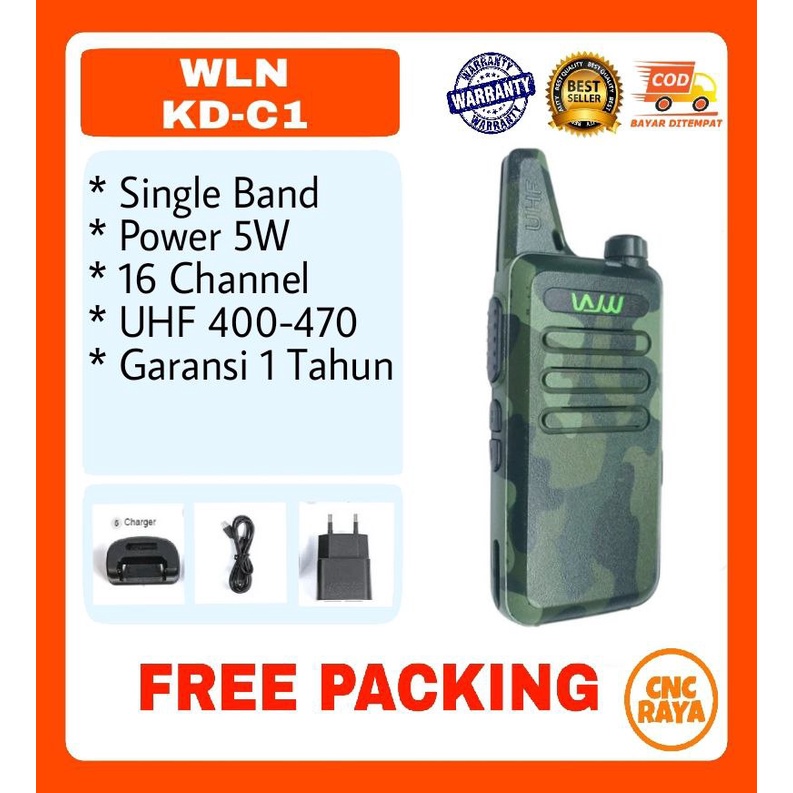 HT WLN KD C1 Loreng Army (FREE EARSET) 5watt UHF Single Band Garansi 1 Tahun Walkie Talkie | Wlan KDC1 Jungle Camouflage Two way 400-470Mhz | WILAN KD-C1 Loreng Hijau Handy talky radio