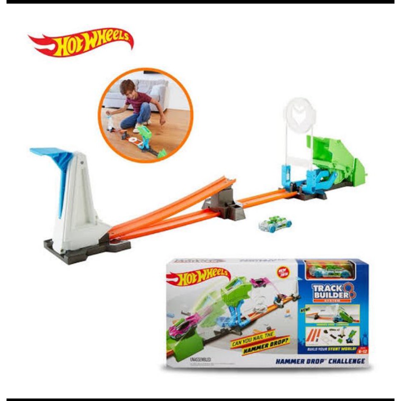 Mainan Hot Wheels Track Builder Hammer Drop Challenge