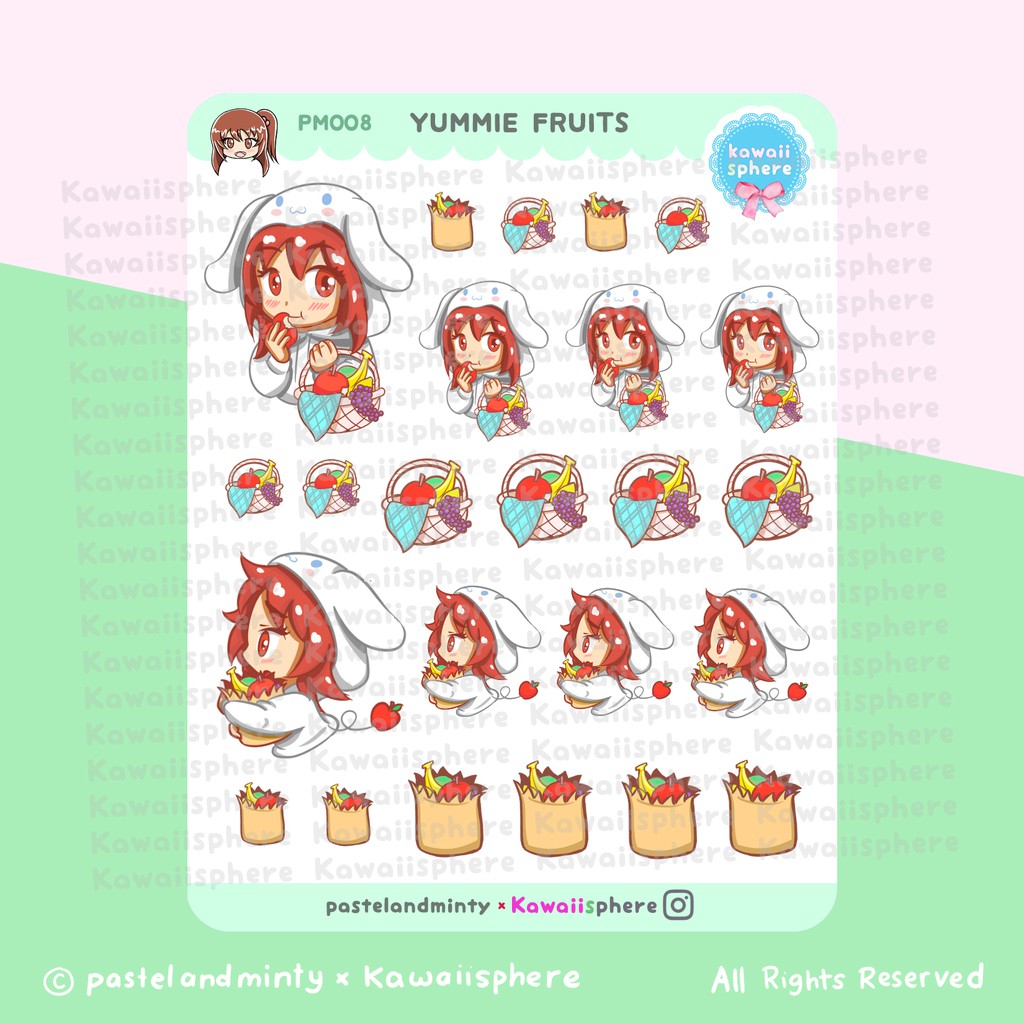 

Yummie Fruits | Planner Sticker PM008 pastelandminty |Writable Waterproof