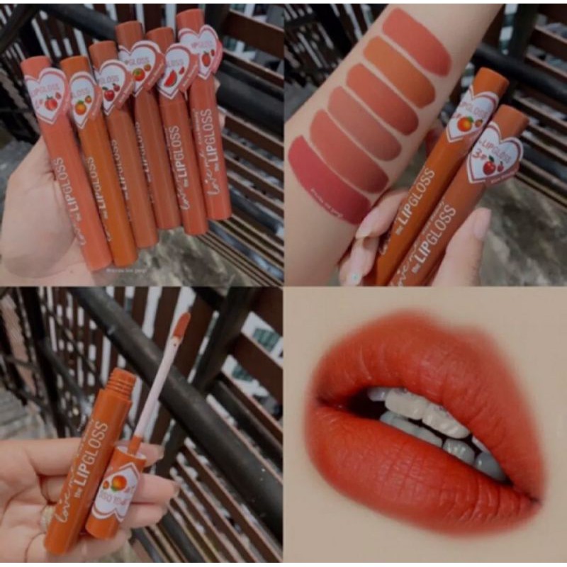 1 Buah Lipgloss Matte Kiss Beauty Heart Fruit Original Thailand Peach Tone Lip Gloss