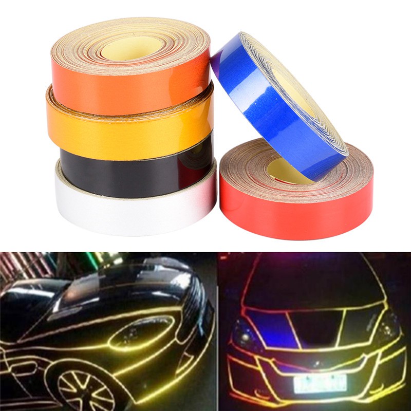 Stiker Roll Tape Reflektif Ukuran 1cm X 5m Untuk Dekorasi Mobil / Truk