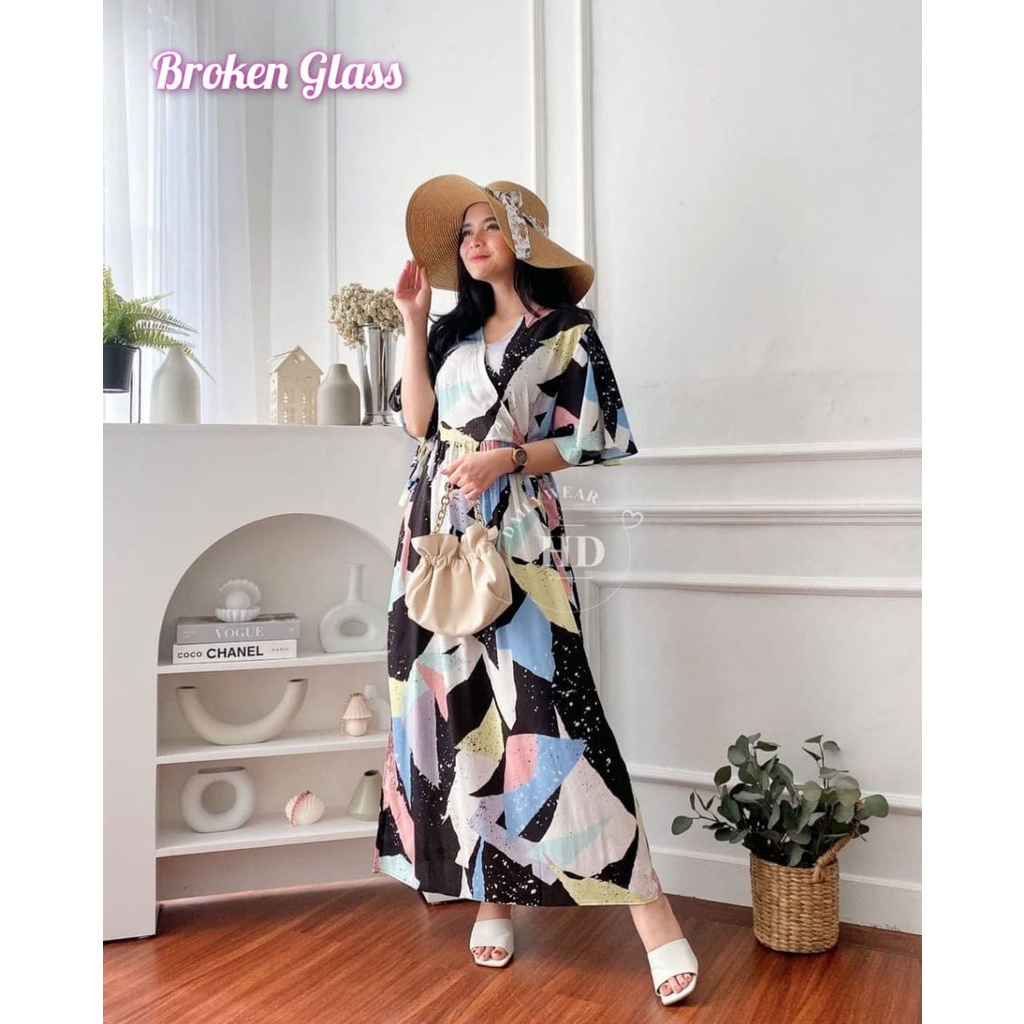 Dress Karen - Dress Kimono Rayon Premium Home Dress Import Busui Fashion Korean Style Midi Dress Kekinian