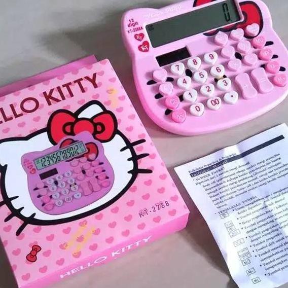 

kalkulator Dagang Kantor Karakter Kepala Hello Kitty 12 Digit Lucu Unik