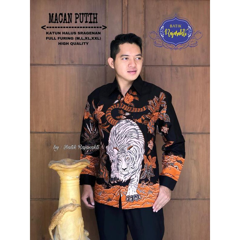 Kemeja Baju Batik Hem Pria Asli Solo Berkualitas Macan Putih