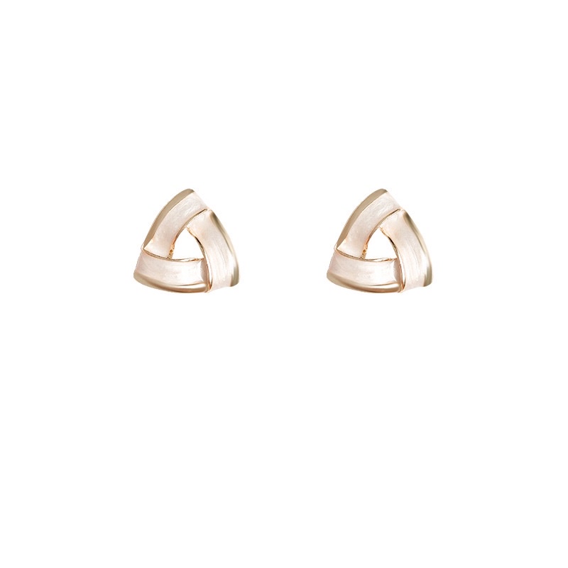 VINJOTAN - ANTING STUD IMPOR KOREA MODEL SEGITIGA PUTIH GOLD STERLING SILVER S925