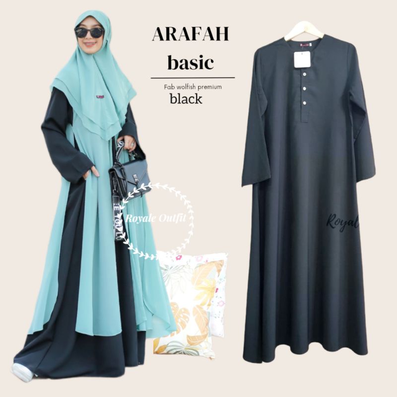 Arafah gamis abaya polos kancing depan size S-XXXL