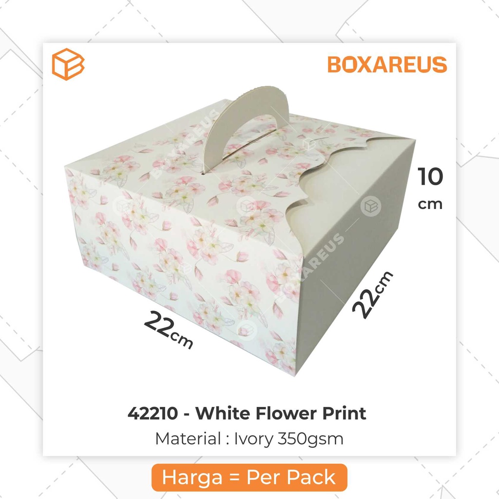 Box Kemasan Packaging Dus Kotak Kue Box Kue Gift Box Gable | 42210 White &amp; Flower (10pc)