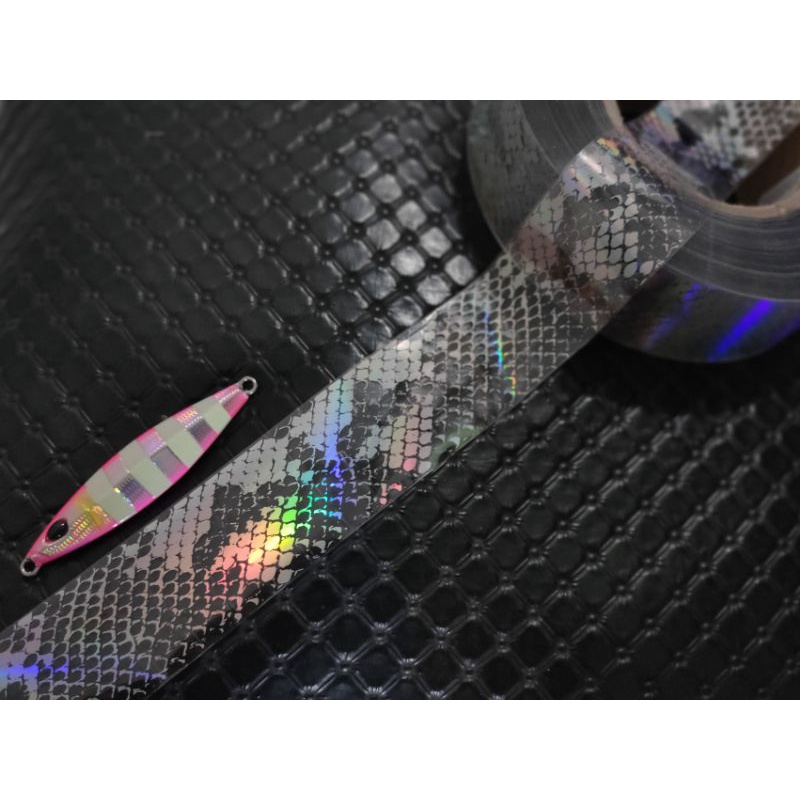 HOT STAMPING FOIL / HOLOGRAPHIC FOIL / HOLOGRAM FOIL MOTIF SISIK ULAR HOLOGRAM TRANSPARAN  4 Cm x 5 Meter (Tersedia Harga Grosir)