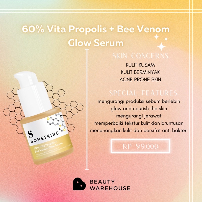 [NEW] SOMETHINC 60% Vita Propolis + Bee Venom Glow - Serum Kulit Glowing Bebas Jerawat - Bee Power