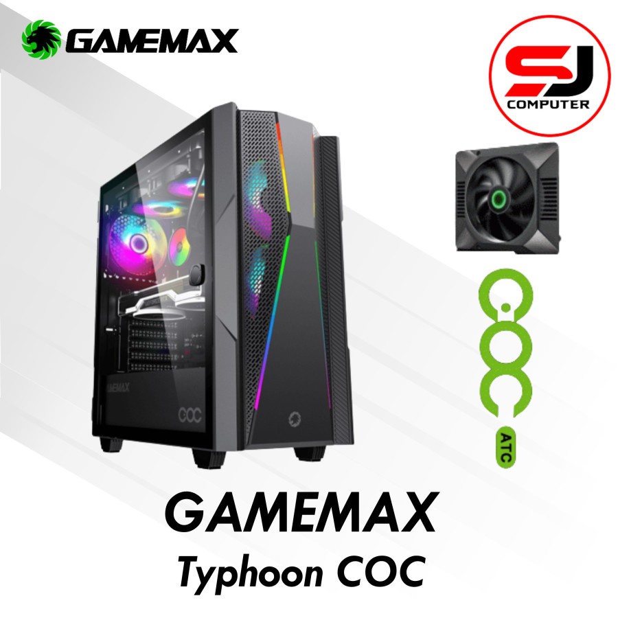 Casing Komputer Gamemax Typhoon COC Free 1 Fan RGB ATX Gaming Case