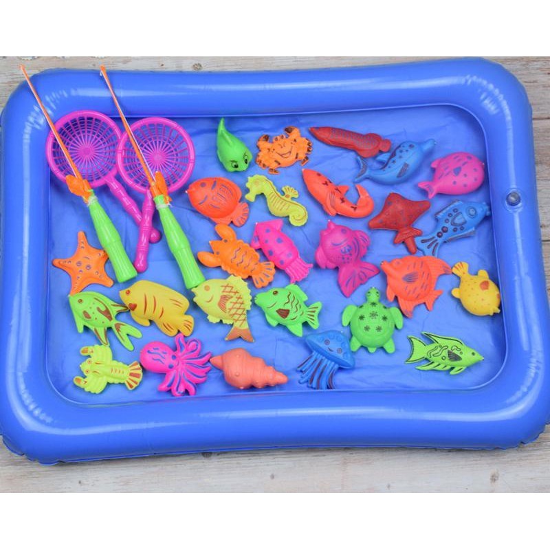 Mainan Pancing Ikan 32PCS + Kolam Pancingan Magnet Anak